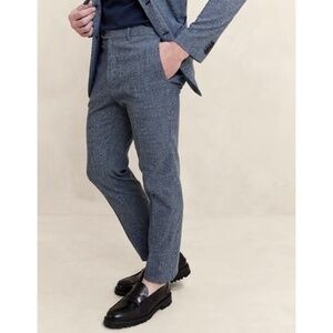 New Banana Republic Italian Stretch Houndstooth Tailored Slim Trouser Blue 38